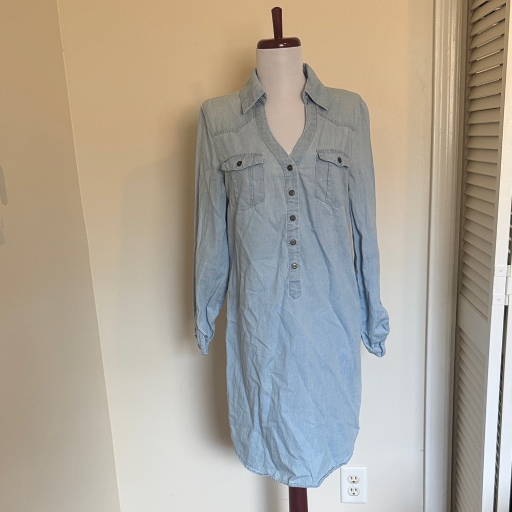 Light Blue Denim Shirt Dress